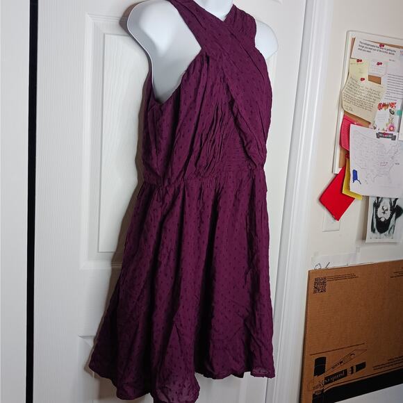 LOFT Burgundy Crossover Halter Dress NWT Sz 8 - Picture 4 of 10